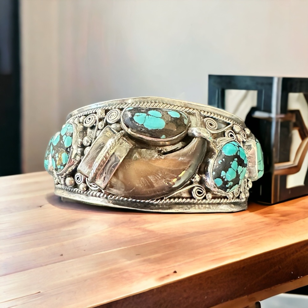 Native American Solid Sterling Bear Claw & Godber… - image 2